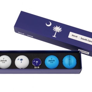 Volvik Vivid South Carolina Golf Balls (White/Blue, 4pk) Gift Set NEW