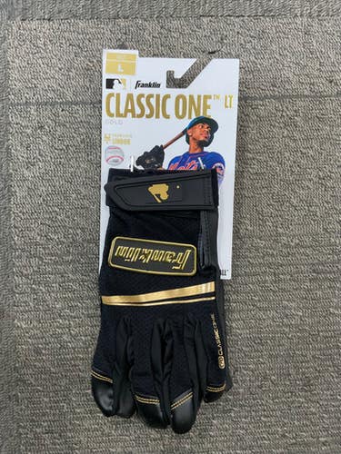 Used Franklin CLASSIC ONE LT BB/SB Batting Gloves Black LG 11614-S000225672