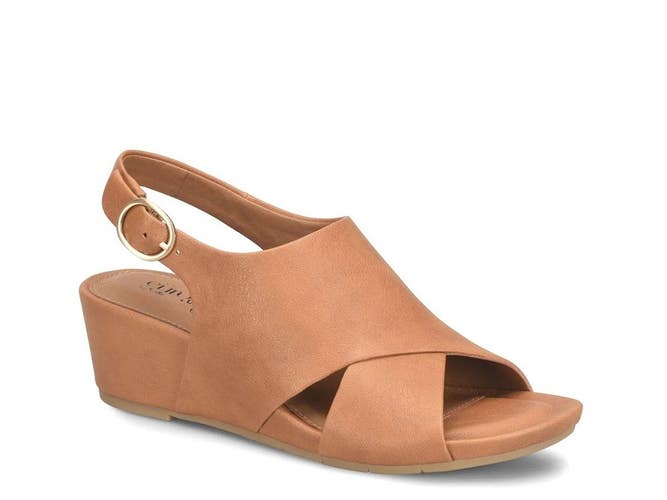 Eurosoft by Sofft Rhonda Women's US 9.5 Luggage Slingback Wedge Sandals TZP577