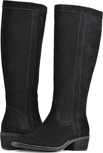 White Mountain Altitude Bootie Women's US 7 Black Suede Tall Shaft Boots TZP597