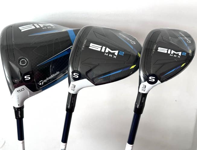TaylorMade SIM2 MAX LEFT Hand Set Driver, Fairway Wood, Hybrid Stiff Flex NEW