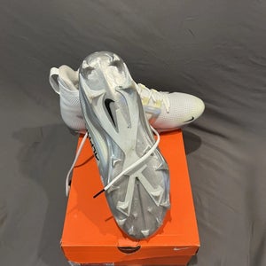 Men's Size 13.5 (W 14.5) Nike Alpha Menace 4 Elite White and Yellow Mid Top Molded Cleats (New)