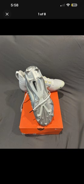 Men's Size 13.5 (W 14.5) Nike Alpha Menace 4 Elite White and Yellow Mid Top Molded Cleats (New)