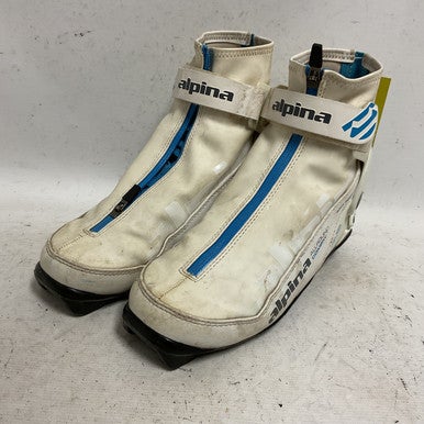 Used Alpina ALL ROUND Womens NNN XC Ski Boots White W 06 / JR 04-04.5 11855-S000195085