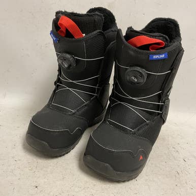 Used Burton KIDS ZIPLINE BOA Boys Snowboard Boots Black Junior 04 11855-S000195080