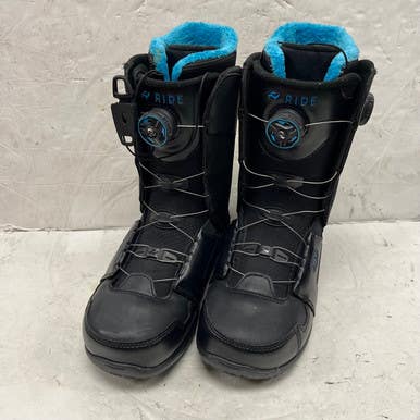 Used Ride LASSO BOA Mens Snowboard Boots Black And Carolina Blue Senior 10 11855-S000194979