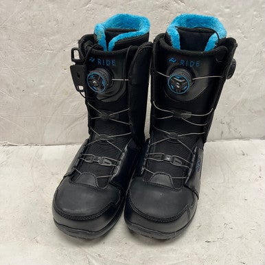 Used Ride LASSO BOA Mens Snowboard Boots Black And Carolina Blue Senior 10 11855-S000194979