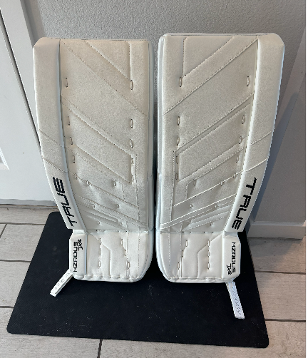 True HZRDUS 7X4 30+2 White Goalie Leg Pads (New)