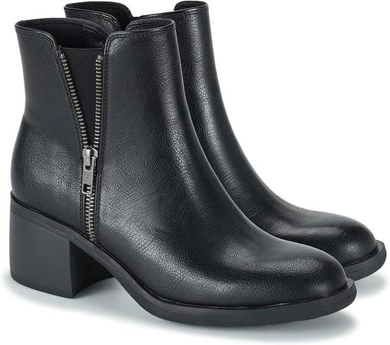 Baretraps Avery BT29997 Bootie Womens Black Faux Leather Block Heel Boots TZP660