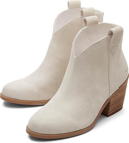 Toms Constance Bootie Women's US 7 Light Sand Leather Block Heel Boots TZP639