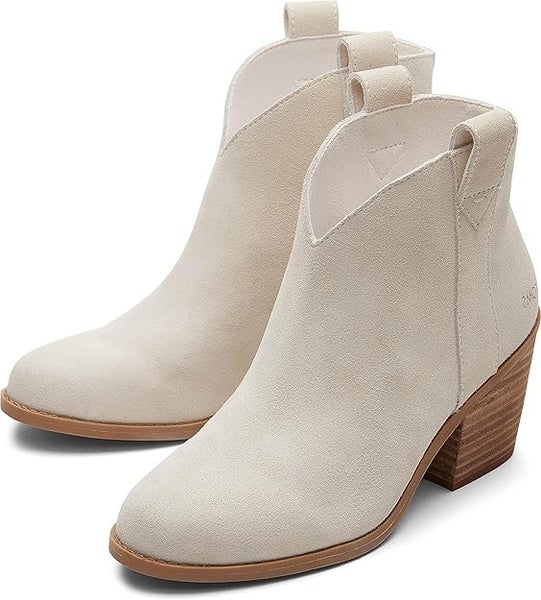 Toms Constance Bootie Women's US 7 Light Sand Leather Block Heel Boots TZP639