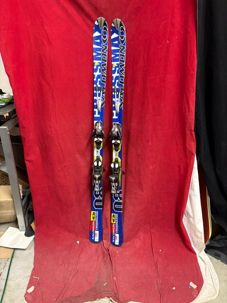 Skis: Salomon 160 cm All Mountain Skis With Bindings (Used)