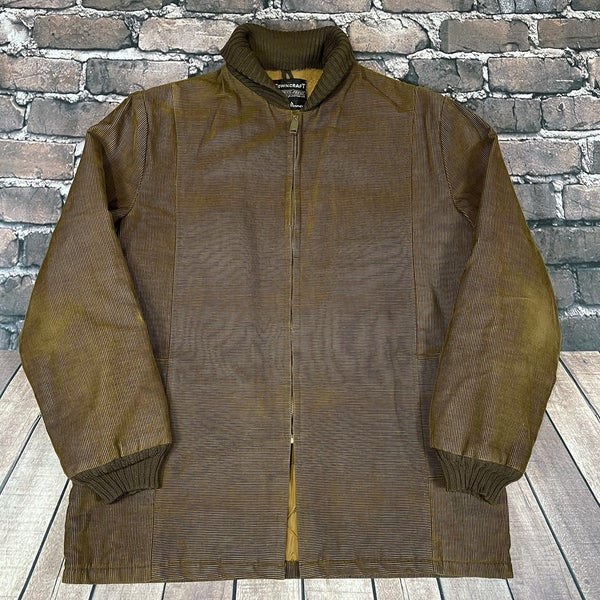 Vintage Penneys Towncraft Car Club Clicker Style Corduroy Fur Lined Jacket Sz L