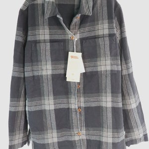 Fjallraven Singi Flannel Overshirt Women's Size S Black-Iron Grey 86986 NWT