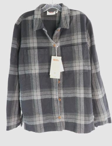 Fjallraven Singi Flannel Overshirt Women's Size S Black-Iron Grey 86986 NWT