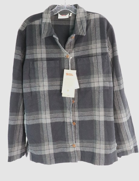 Fjallraven Singi Flannel Overshirt Women's Size S Black-Iron Grey 86986 NWT