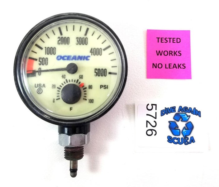 Oceanic 5000 PSI SPG Submersible Pressure Gauge + Thermometer 5,000 Scuba #5726
