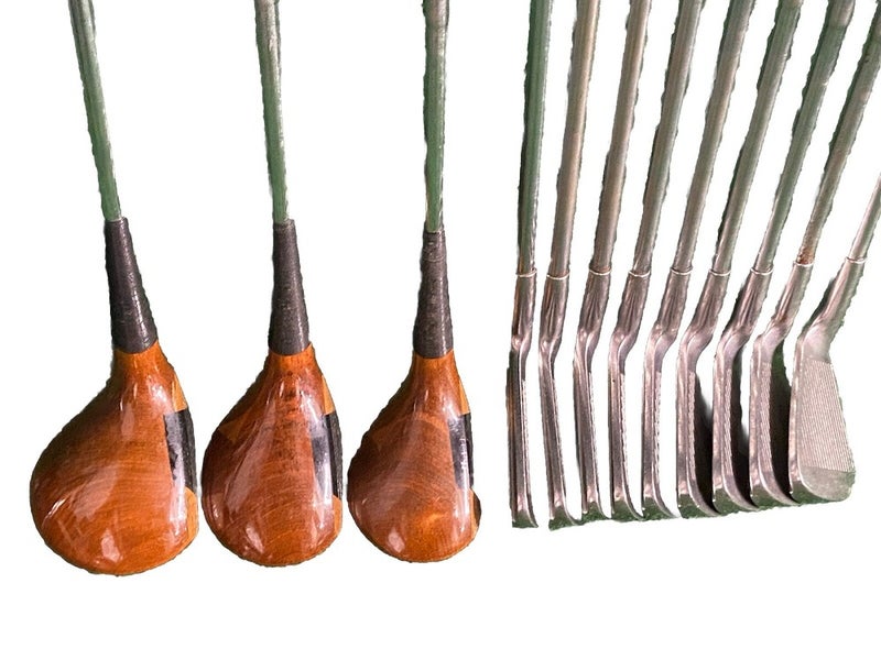 Stag Golf Set 2-PW USA Irons & Persimmon 1w,3w,4w Men's RH Stiff Steel With HC's