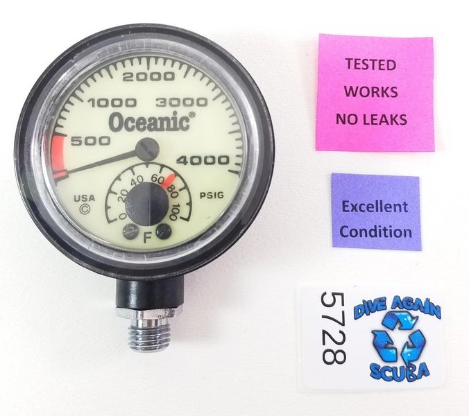 Oceanic 5000 PSI SPG Submersible Pressure Gauge + Thermometer 5,000 Scuba #5728