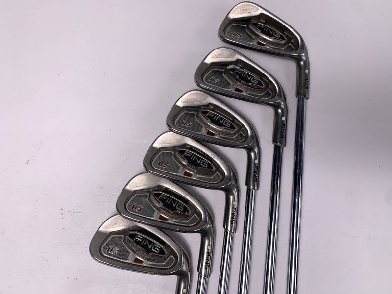 Ping i15 Iron Set 4-9 White Dot 3* Up AWT Stiff Steel Mens RH Midsize Grip +1/2"