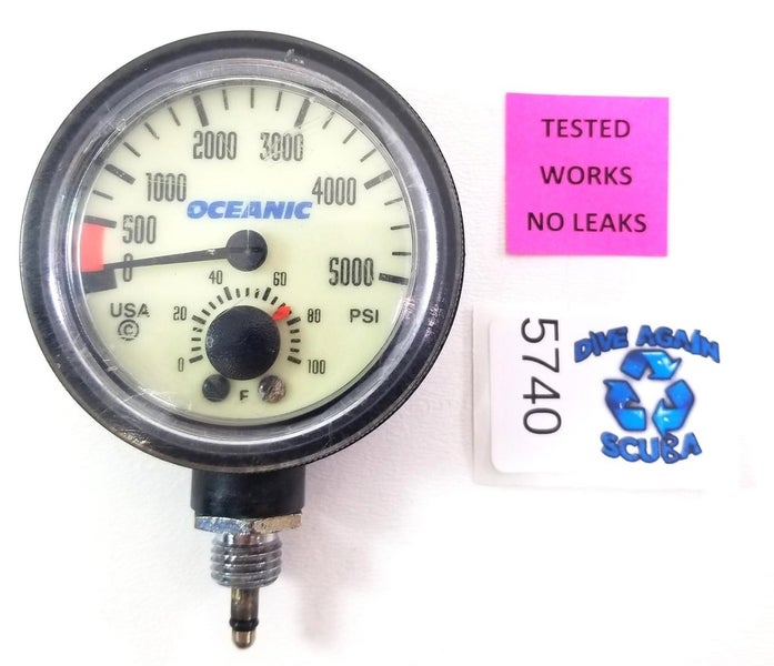 Oceanic 5000 PSI SPG Submersible Pressure Gauge + Thermometer 5,000 Scuba #5740