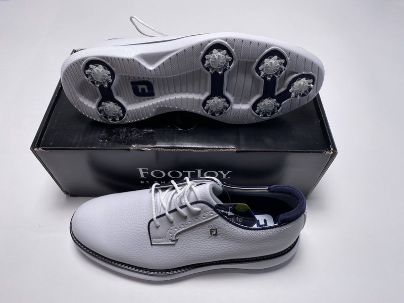 FootJoy FJ Traditions Blucher Golf Shoes White Navy Men's SZ 9 (57938)