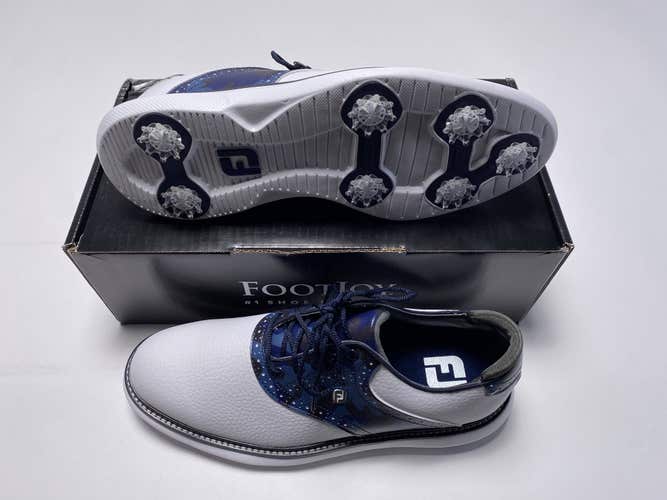 FootJoy FJ Traditions Saddle Camo Golf Shoes White Navy Men's SZ 9.5 (57945)