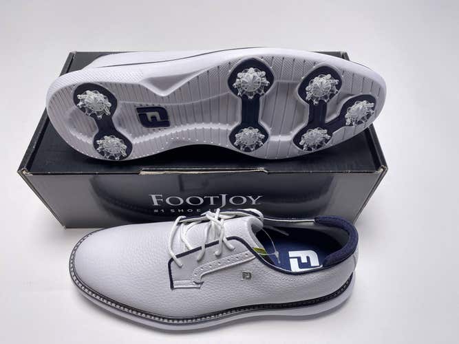 FootJoy FJ Traditions Blucher Golf Shoes White Navy Men's SZ 9.5 (57938)