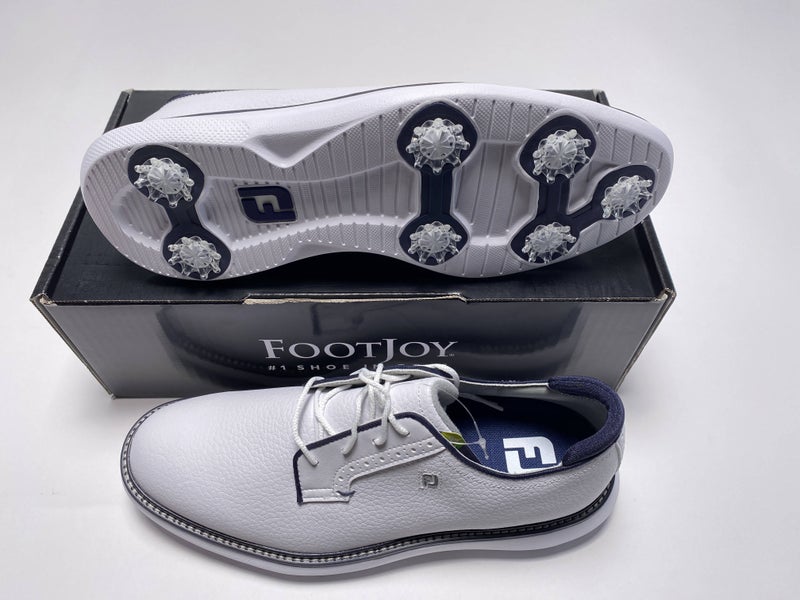 FootJoy FJ Traditions Blucher Golf Shoes White Navy Men's SZ 9.5 (57938)
