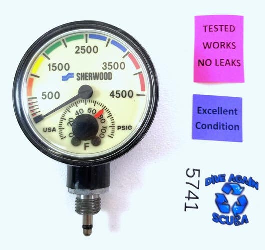 Sherwood 4500 PSI SPG Submersible Scuba Pressure Gauge w Thermometer (Genesis)