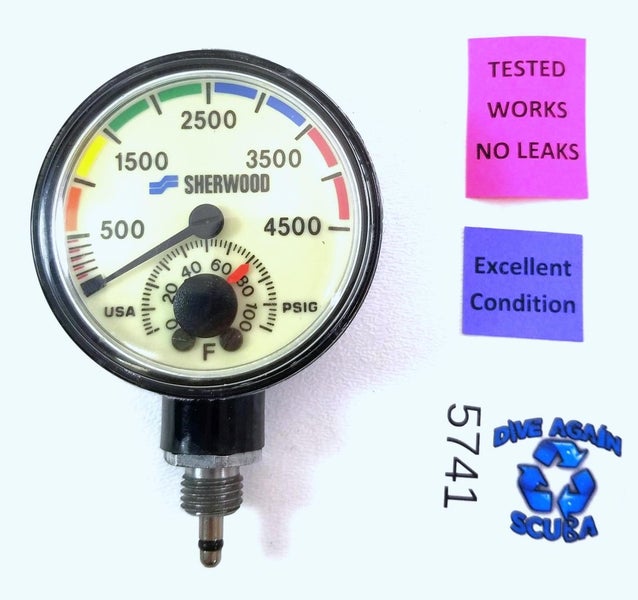 Sherwood 4500 PSI SPG Submersible Scuba Pressure Gauge w Thermometer (Genesis)