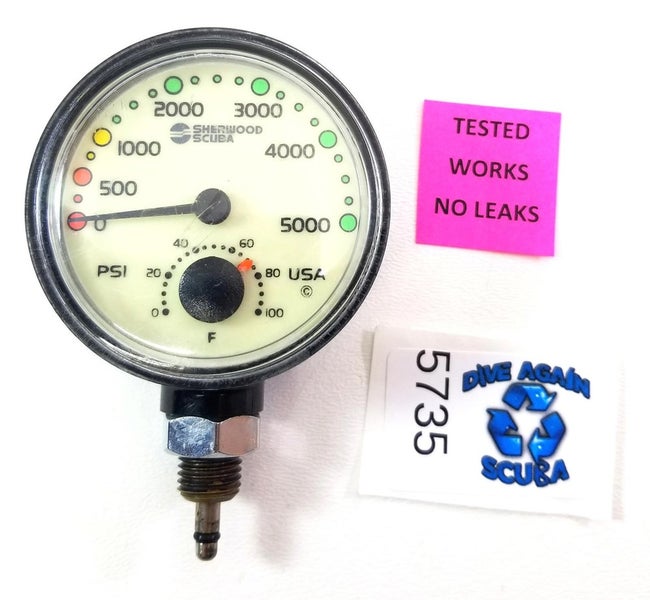 Sherwood 5000 PSI SPG Submersible Scuba Pressure Gauge w Thermometer (Genesis)