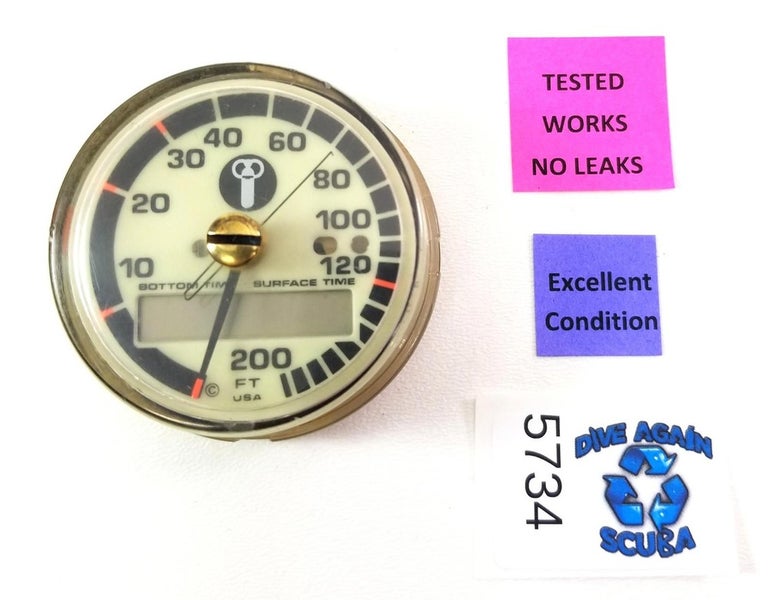 US Divers / Aqua Lung 200ft Depth Gauge Scuba Dive Puck Module + Max Depth Gauge