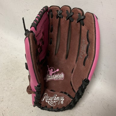 Used Rawlings FP10DBP RH Throw Fastpitch Gloves Pink 12" 11855-S000194642
