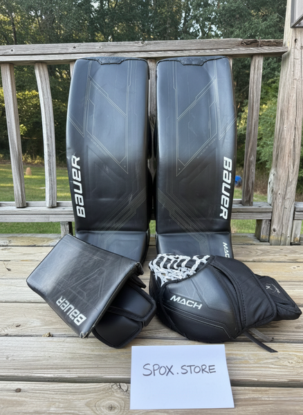 33" Bauer Mach Senior Goalie Full Set – Regular Hand | Black | Used (READ DESCRIPTION)