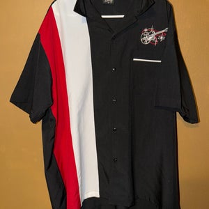 Steady Clothing Vintage Rock N Roll Guitar Bowling Polo Button Up Shirt Mens 2XL