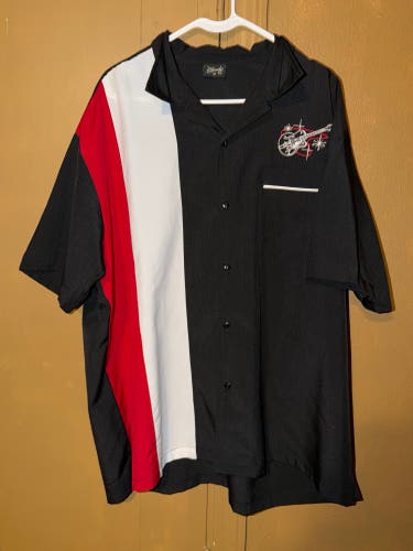 Steady Clothing Vintage Rock N Roll Guitar Bowling Polo Button Up Shirt Mens 2XL