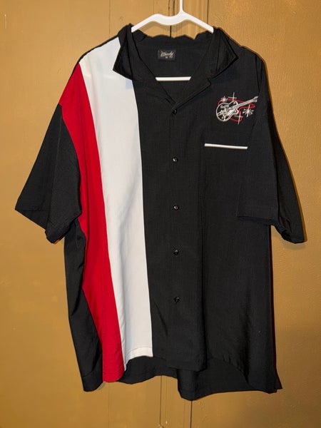 Steady Clothing Vintage Rock N Roll Guitar Bowling Polo Button Up Shirt Mens 2XL