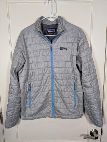 Patagonia Nano Puff Jacket Mens Size: M Grey Silver Full Zip Quilted
