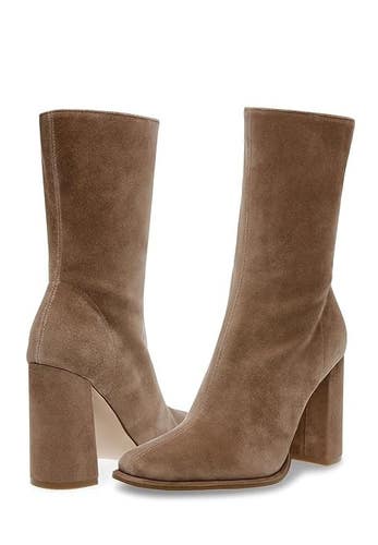 Steve Madden Lockwood Boots Women's US 6 Oatmeal Suede Mid-Calf Bootie TZP666