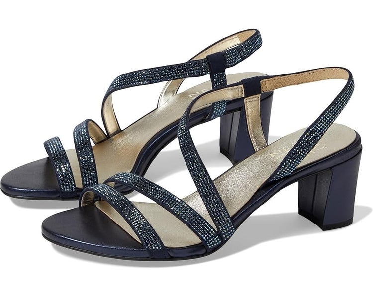 Naturalizer Vanessa Strappy Womens US 9 French Navy Leather Dress Sandals TZP667