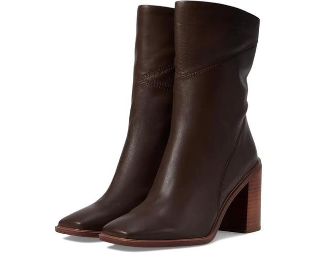 Franco Sarto Stevie Bootie Women's US 9.5 Dark Brown Leather Dress Boots TZP665
