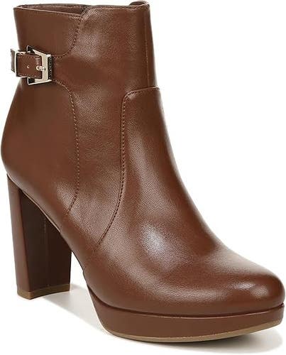 Naturalizer Braxton Boots Women's US 7 Brown Block Heel Platform Booties TZP670