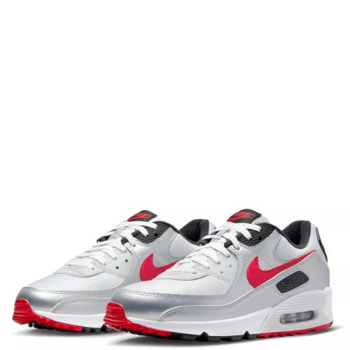 Nike Air Max 90 DX4233-001 Sneakers Men 11 Icons Silver Red Running Shoes FL4241