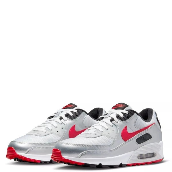 Nike Air Max 90 DX4233-001 Sneakers Men 11 Icons Silver Red Running Shoes FL4241