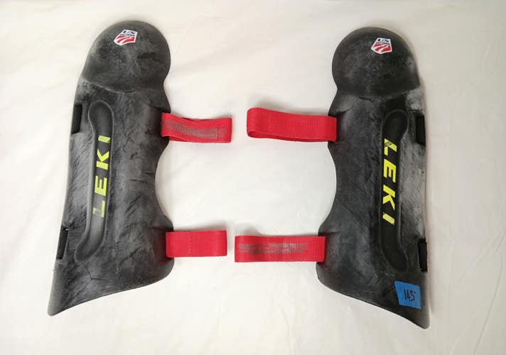 Ski Racing SL Shin Guards – Leki – Blk, Red Straps, 14.5”, FAIR