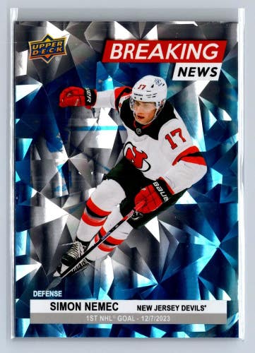Simon Nemec Devils 2024-25 Upper Deck Series 1 Breaking News Insert #BN-30