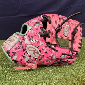 2025 Rawlings Heart of the Hide R2G Pink/Mint Splatter RH 11.5” Infield Baseball Glove (Used)