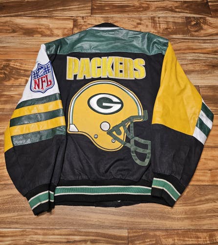 Vintage Green Bay Packers NFL Sports Jeff Hamilton Patch Jacket Coat Size Large