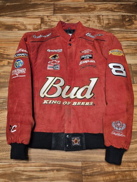 Vintage JH Design Dale Earnhardt Jr #8 Budweiser Race Jacket 100% Leather Size M